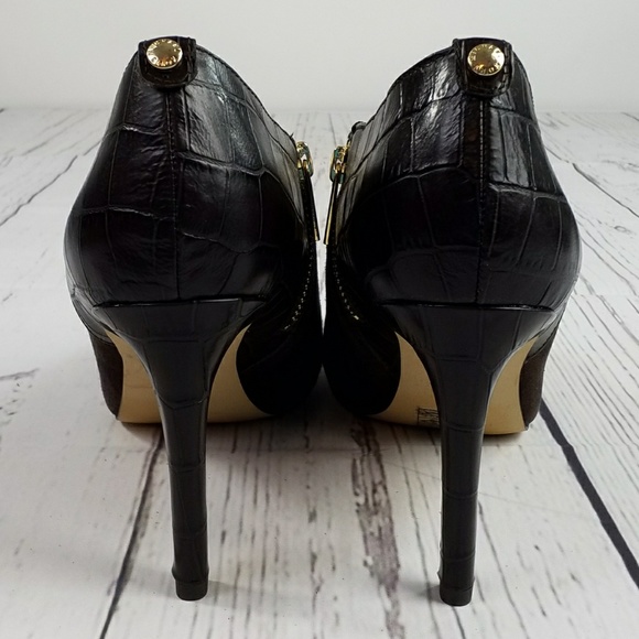 Michael Michael Kors Sammy Brown Kid Suede Leather Emboss Ankle Boots Women 9.5M - Picture 5 of 10